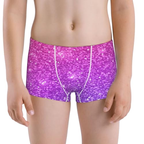 Boys' Cotton Boxer Brief Soft Underwear-Purple Glitter