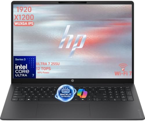 Image of HP OmniBook 3 16 inch WUXGA Business Laptop, 12-Core Intel Core Ultra 7 255U, 16GB DDR5, 512GB PCIe SSD, 3-Month Microsoft 365 Trial, Wi-Fi 7, Backlit KB, 1080P FHD Camera, Windows 11