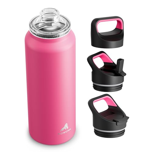 40 oz Insulated Water Bottle for Hiking: 3 Lids,...