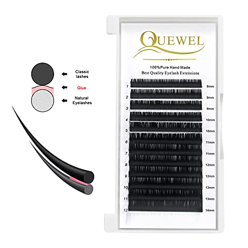 Quewel Classic Eyelash Extension | 0.03~0.20 Mm | C D Curl | 8~25Mm Length | Individual Lash Extensions 0.15 D Curl Mix-8-14Mm Long Lasting | Easy Application (0.15 D Mix-8-14Mm) #TOP2