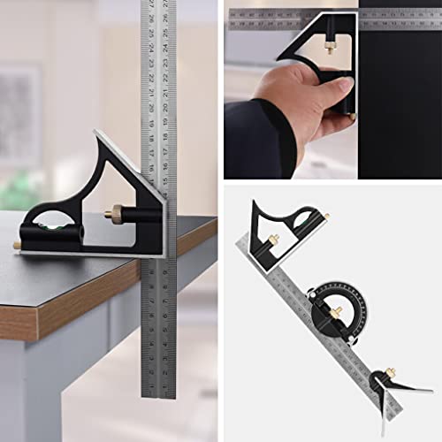 WUUOSSYUIS Régua de ângulo quadrado de 0-180 graus Réguas deslizantes de aço inoxidável de alta prec