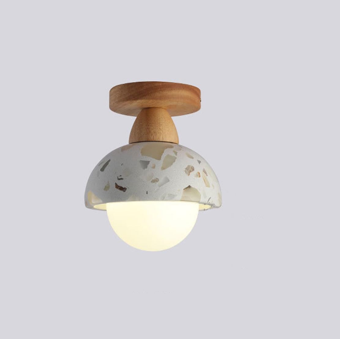 NHPJFDC Modern Terrazzo LED Flush Mount Ceiling Light, 15CM Small Hallway Lighting Fixture, Wood Accent Entryway Ceiling Lamp, Warm Light(Wood Color,B)