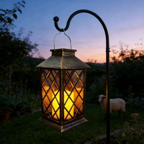 Solar Lanterns Outdoor Hanging Garden Lantern Waterproof LED Flic...