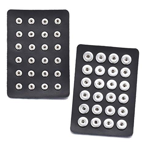 Lovglisten 2Pcs 12Mm And 18Mm Snap Jewelry Buttons Sheets Mats Display Stand Board Snap Chunk Hold Up To 24 Charms (Black) #TOP14