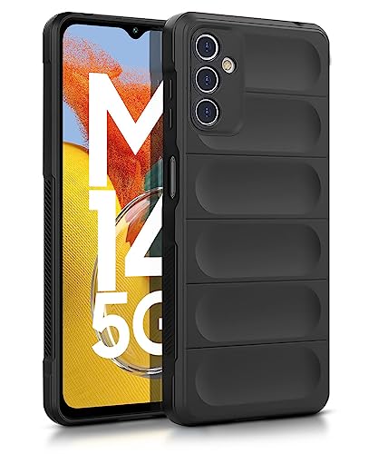 Image of WOW IMAGINE Ultimate Silicon Back Cover Case for Samsung Galaxy M14 5G | Military Grade Drop Protection Shockproof Bumper | Anti-Slip Grip | Scratch Proof Micro-Fibre Cloth Inside (Pitch Black)