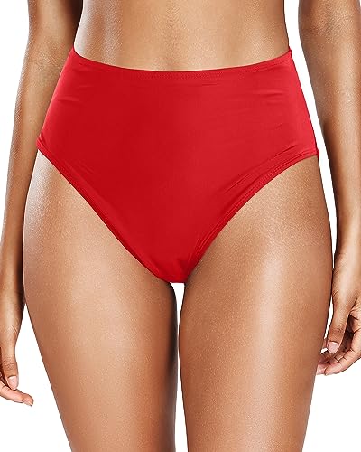 Image of Tempt Me Womens High Cut High Waisted Bikini Bottoms Tummy Control Bathing Suit Bottoms Swim Bottom Swimsuit Bottom