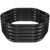 VAMFUTRE Hexagon Raised Garden Bed, 48 Inch Diagonal & 16.5 Inch Tall, Galvanized Steel Planter Box with Wave-Shaped Metal Panels for Outdoor Flower,Tree,Herb & Vegetable Garden (Black, 4FT X 1.5FT)