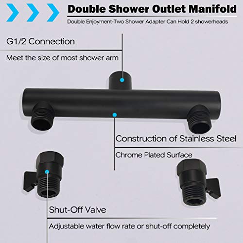 Kaphome KHSHB01U Double Shower Head With Shower Shut-Off Valves,2 Shower Head thumb #3