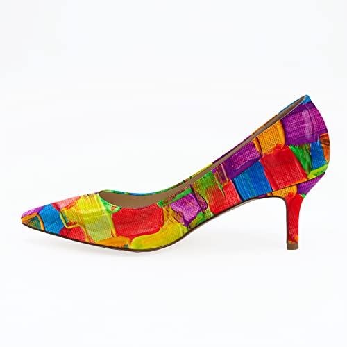 Image of Reindee Lusion Womens Low Kitten Comfortable High Heels Music Note Printed Closed Toe Sexy Pumps Shoes