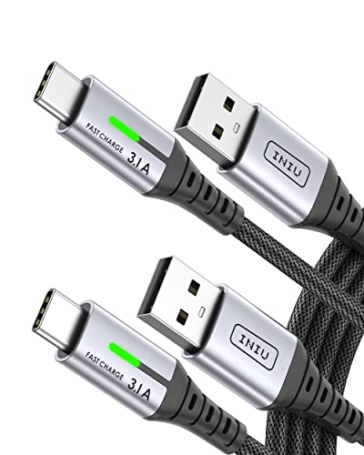 INIU USB C Kabel, [2m, 2 Stück] 3.1A Ladekabel USB C Nylon Geflochten Schnellladekabel, USB auf USB C Kabel für iPhone 17 16 15 Pro Max Samsung S25 S24 Ultra Pixel 7 iPad Air MacBook Air usw