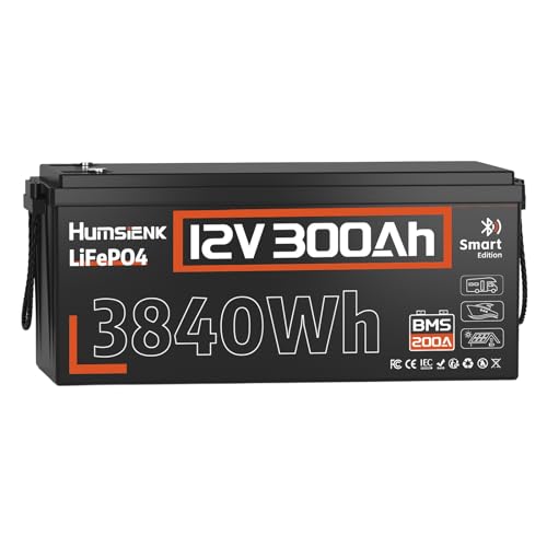 HumsiENK Bluetooth 12V 300Ah Battery LiFePO4...