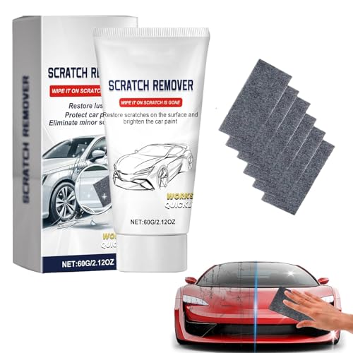 Kit Reparación Arañazos Coche, Paño Nano Eliminador de Arañazos Coche, Kit Reparación Pintura con 6x Paños Nano y Pasta de Pulido 60g, para Varios Tipos de Coches y Colores