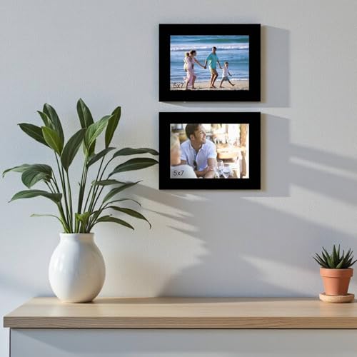 Image of Art Street Store Tremendous Twin Pearl Drop Hanging Photo Frame Set of 2 Photo Frames for Home & Office Decoration - Black (5x7 Inch)