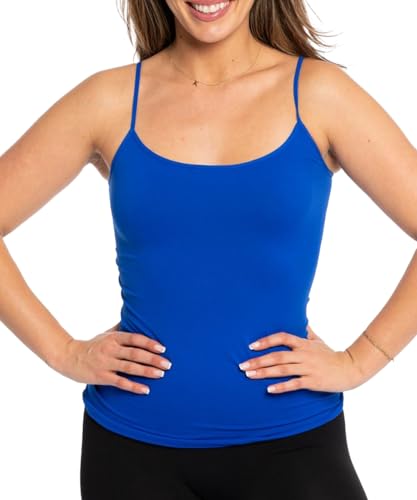 Image of Malibu Sugar Womens Camisole Tank Tops - Seamless Fitted Spaghetti Strap Cami Stretch Basic Womens Camisole for Layering XS-M