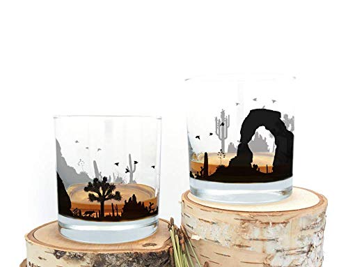 Whiskey Glasses By Black Lantern – Southwest Desert Tumbler Glass Set - Desert Landscape Rock Glasses - Southwest Decor - Kitchen And Everyday Drinking Glasses #TOP4