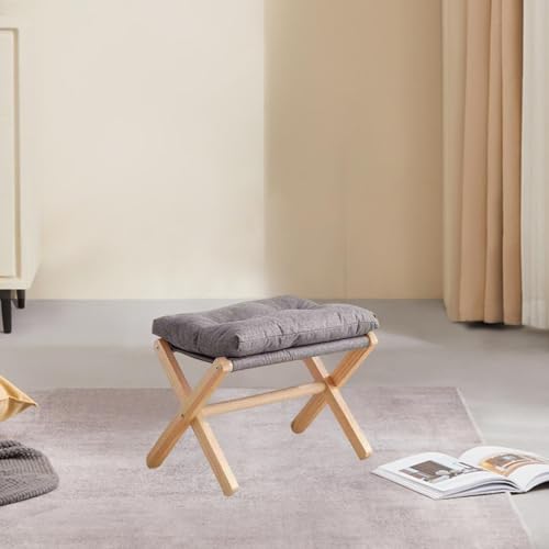 Tabouret en bois pliable et pouf gris pour petits espaces