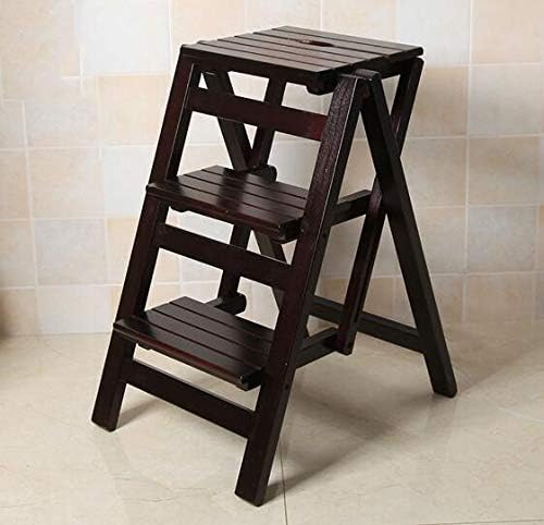 Escalera plegable escalera multifuncional plegable taburete de madera maciza, taburete de escalera, taburete para el hogar Muliti-color taburete