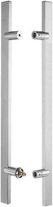 Buу 2 gеt 3 TOGU TG-6017 18 inches Length Heavy-Duty Commercial Grade-304 Stainless Steel Push Pull Door Handle/Barn Door Pull Handle/Glass Pulls, Brushed Stainless Steel Handle& Polished Chrome Standoffs