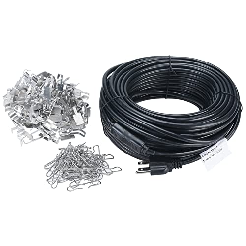 9milelake Heat Roof Gutter De-Icing Ice Snow Melter Cable Tape Kit - with Thermostat: On:6±3℃ Off:13±3℃ (100FT)