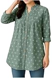 [ネコート] チュニック レディース マタニティ シャツワンピース ワンピース ブラウス トップス 小花柄 春 夏 グリーン M