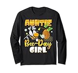 auntie of the bee day girl bee birthday party theme maglia a manica