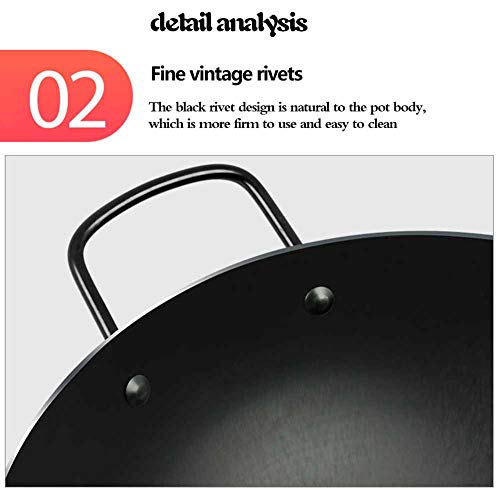 Wok de hierro para cocina 30 cm sin recubrimiento miniatura 6