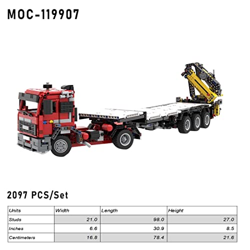 Loadr Technik LKW Bausteine, 2097 Klemmbausteine Tieflader mit Hubwagen Bausteine MOC-119907, Kran Klemmbausteine… – Bild 7