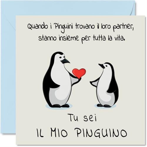 Biglietto Auguri Matrimonio Con Pinguino In Legno – Formato A5 – Toccante Storia D'Amore – Inclusa Miniatura Ricordo – Regalo Originale Per Sposi