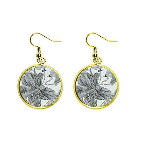 Pendientes de flor artísticos con acabado de oro brillante estilo alta joyería
