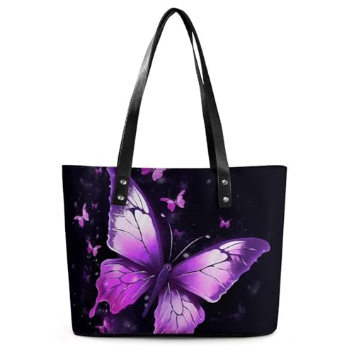 Sac à main imprimé papillon violet pour trajets et fitness féminin