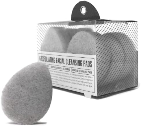KOL Face Scrubber, Charcoal Infused Exfoliating Facial Cleansing Pads, Reusable Exfoliator Face Sponge for Daily Face Cleaning and Makeup Removal, 6 Count