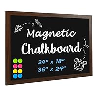 4 THOUGHT Chalk Board 24\" x 36\", Magnetic Large Chalkboard for Wall Rustic Blackboard Hanging Chalkboards Sign Menu Board for Kitchen Decor Office Home School 4 Markers 8 Magnets, Brown