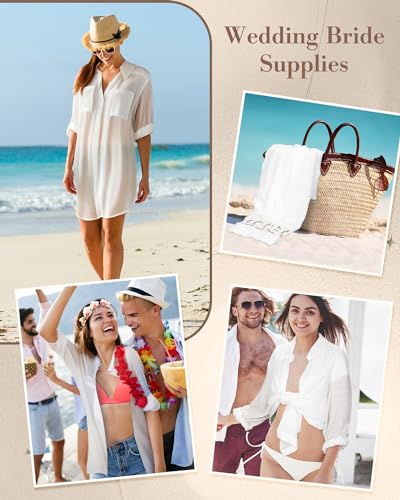 Bride Swimsuit Coverup for Women Wedding Bride White Cotton Linen Beach Shirt Bride Gifts for Bachelorette Party3