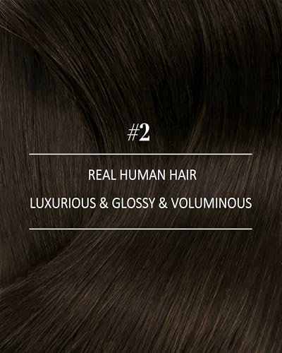 Image of YoungSee Clip in Hair Extensions Darkest Brown 135g Real Human Hair Clip-in Hair Extensions for Women, Thick Hair Clip in Extensions for Full Head 16Inch 7Pcs