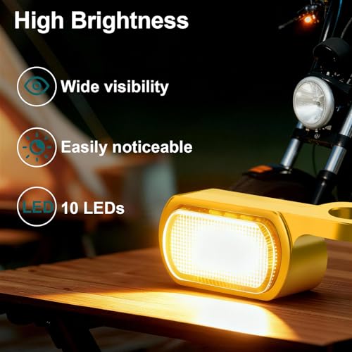 Image of MoKitDora LED Turn Signals Front Mini Blinkers Running Light for 2009-2017 Harley Touring Street Road Electra Glide King 2015-2024 Softail Breakout Deluxe Fat Boy Street Bob, Golden Housing