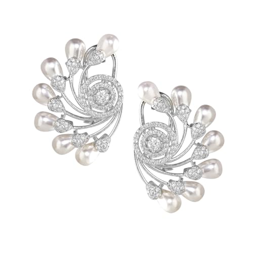 Image of Rubans Stud Earrings Oversized Fashionable American Diamond Stylish Jewellery Gift for Women & Girls