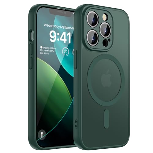 KPPIT Magnetisch für iPhone 13 Pro Hülle 6 1 Zoll Kompatibel für Magsafe [Militärnorm Schutz Handyhülle] Durchscheinende Matt Kratzfeste Rückseite Schutzhülle Hülle für iPhone 13 Pro Case Dunkelgrün