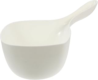 Housoutil Reusable Water Ladle with Short Handle, White Plastic Watering Spoon for Kitchen and Bathroom Use, Sturdy Water Dipper for Cooking and Plant Watering Random Style