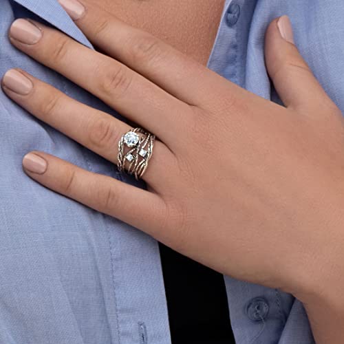 Jean Rachel Jewelry 925 Sterling Silver Ring With A White Round Clear Cubic Zirconia Cz Prong, Hypoallergenic, Nickel And Lead-Free, Artisan Handcrafted Designer Collection, Made In Israel #TOP1