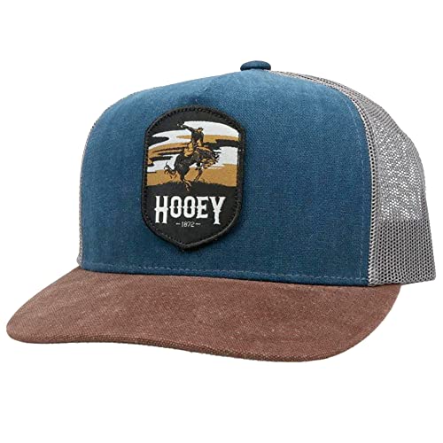 Hooey Cheyenne Adjustable Snapback Mesh Trucker Patch Hat (Blue/Charcoal) #TOP10