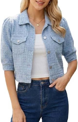 Allegra K Denim Jacket for Women Sh...