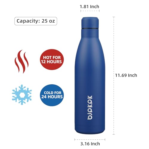 Image of BJPKPK 25 oz Insulated Stainless Steel Water Bottle, Metal Sports Flask | Double Wall Vacuum, Leak Proof, Keeps Hot /Cold, BPA Free, Dishwasher Safe, Cupholder Friendly, Travel, Blue