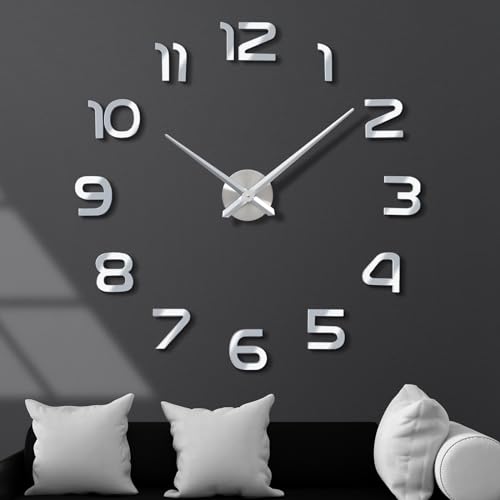 VINILITE Reloj de Pared Grande para Salon Reloj de Pared Adhesivo 3D Números Arábigos, DIY Decoración Ideal para Cocina Oficina Sala de Estar