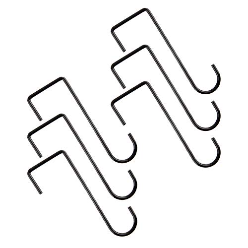 AIEX 6 Pieces Vinyl Fence Hooks Plant Hanger Stainless Steel Wall Hanging Brackets for Indoor & Outdoor Hanging Lights, Plants & Planters, Bird Feeder, Gardening Decoration 2x6inch (Black)