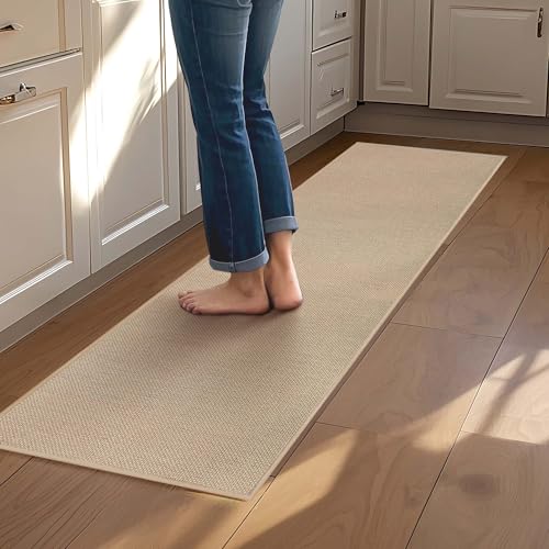 Mizuosre Küchenteppich Waschbar rutschfest 43.5x180CM, Küchenläufer Waschbar und Saugfähig, Küchen Teppich Läufer Flur Leicht Zu Reinigen Küchenmatte für Küche, Waschküche, Outdoor, Beige