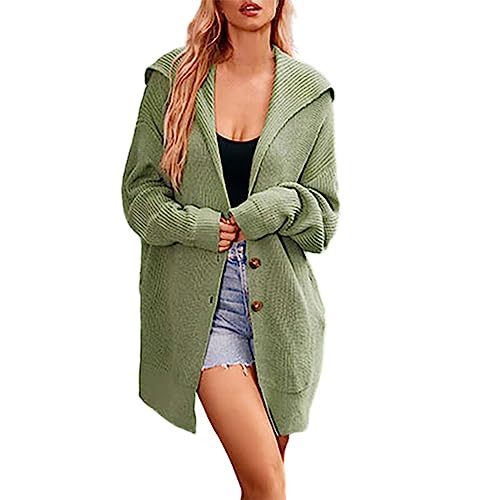 Cardigan mi-long vert pour femme idéal pour vos sorties confortables et élégantes cet hiver
