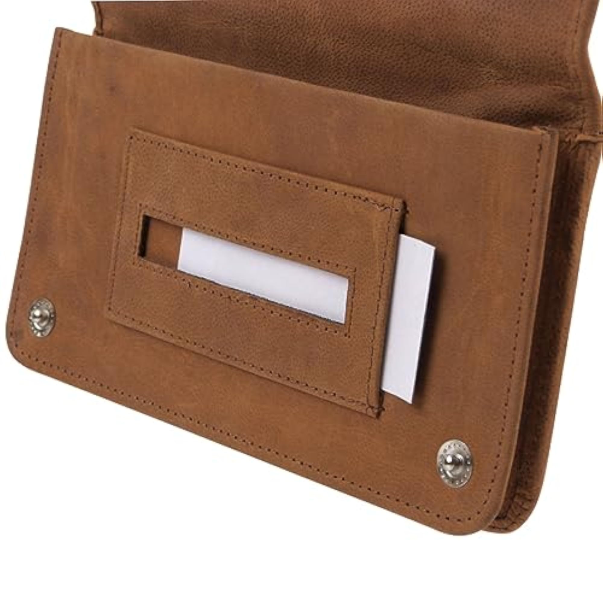 Tan Tobacco Pouch with Stud Fastener, Stylish Accessory