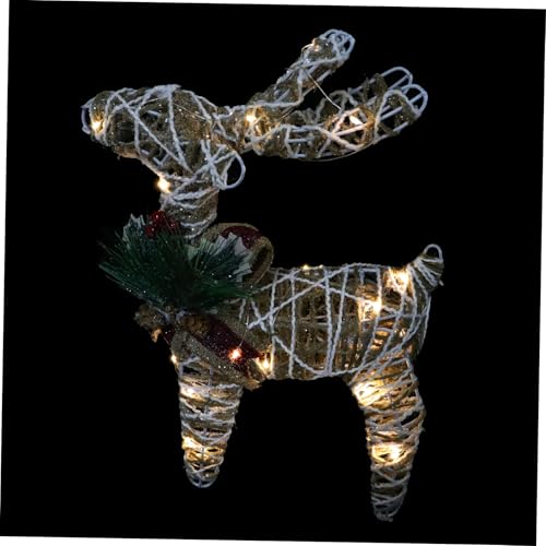 ABOOFAN Statua di Cervo Natalizio Illuminata Dettagli in Corda Decorazione da Interno Esterno per Tavolo o Giardino Ferro e LED Caldi