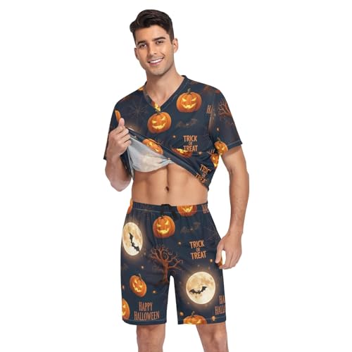 Pajamas for Men Short Sleeve Pajama Set Loungewear with Pockets, S-XXL3