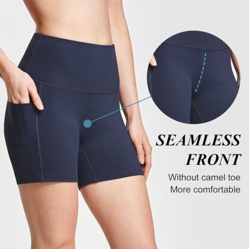 Image of baleaf Women's High Waist Biker Shorts with 3 Pockets